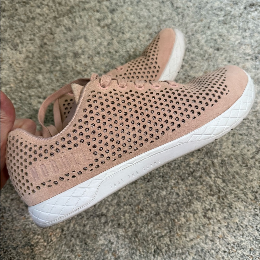 Women's NoBull Perforated Suede Trainers, light pink, size 10 - Picture 2 of 4